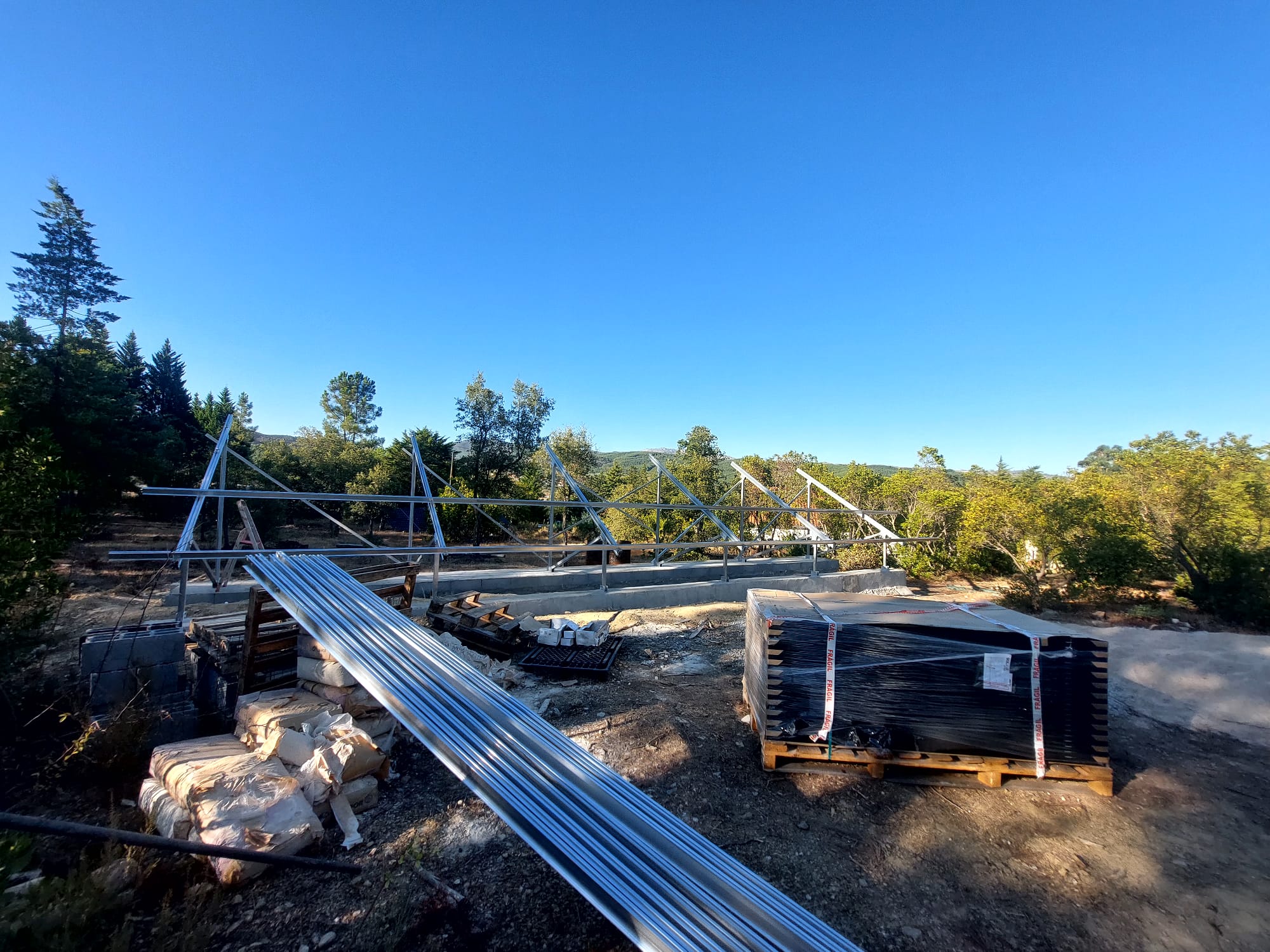 Ground-mount frame going up before the panels arrive