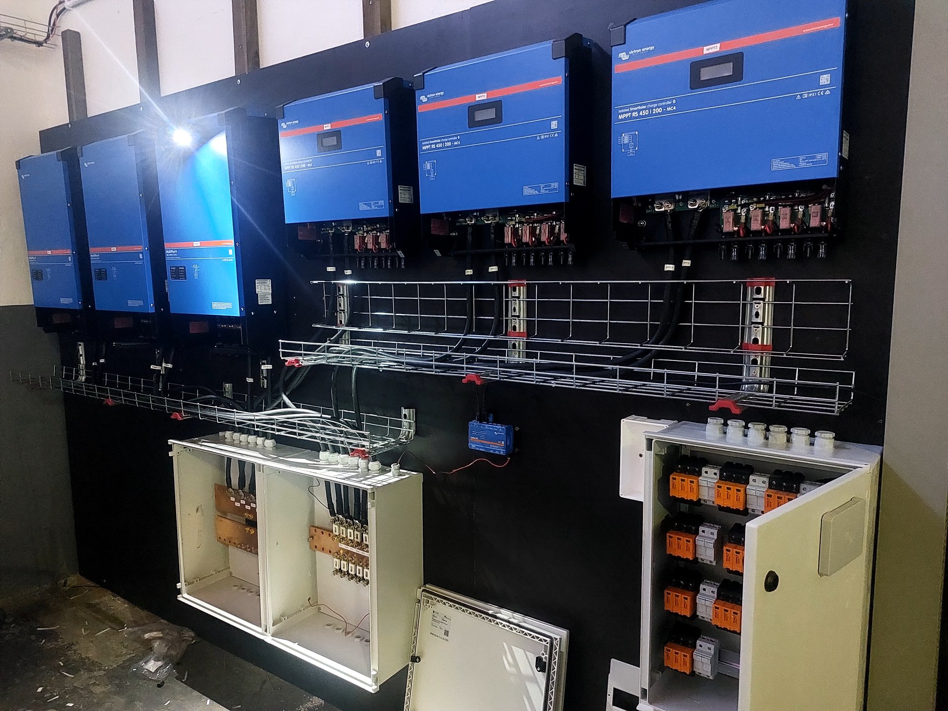 Three-phase inverter wall while wiring it up