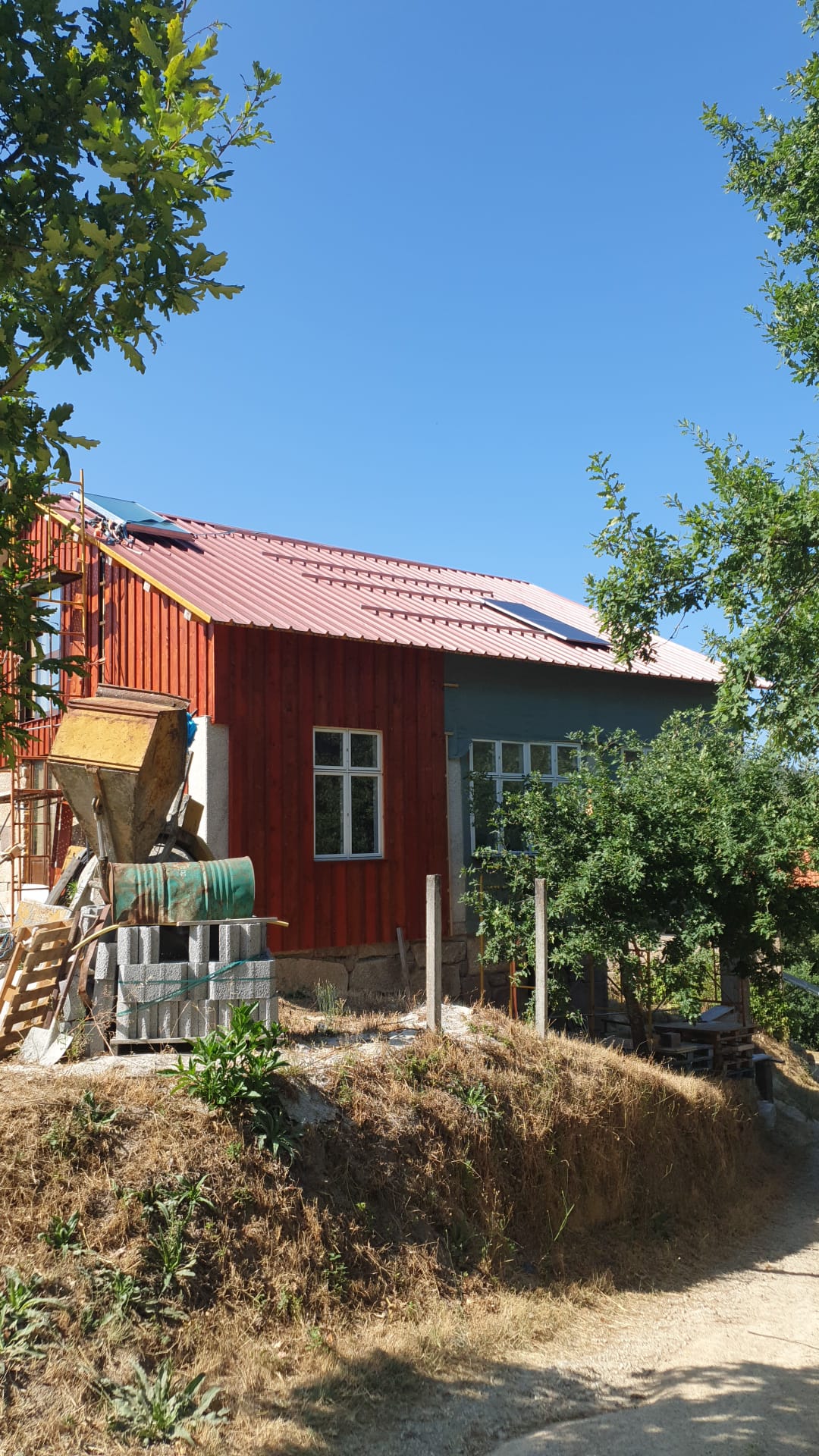 Panels going onto a freshly finished metal roof